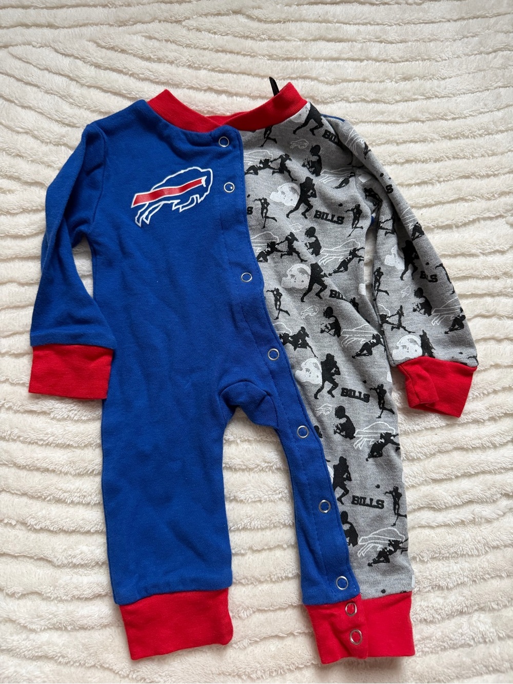 NFL Kids One-Piece Footie - Blue, Gray & Red